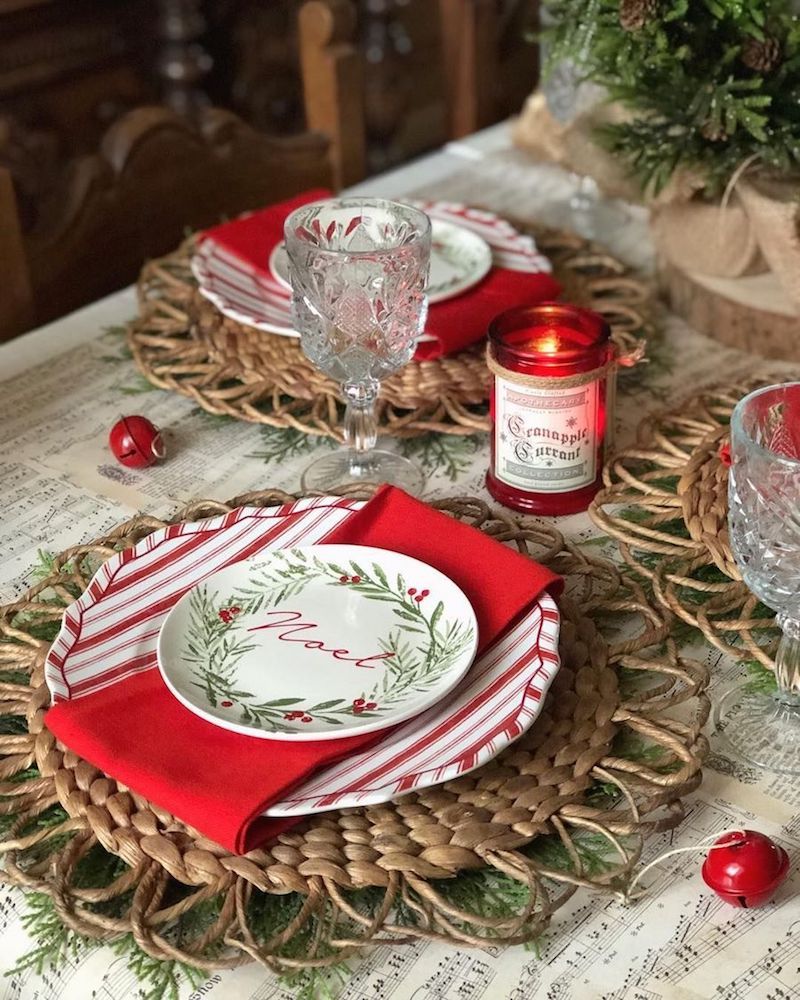 Red and White Christmas Tablescape via @cupcakecountrygirl