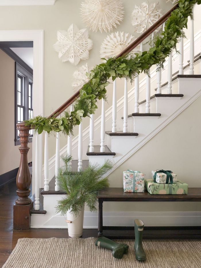 Snowflake Staircase Wall Cut Outs via CountryLiving