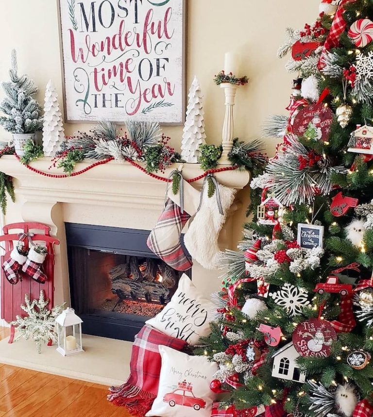 23 Christmas Fireplace Mantel Decor Ideas