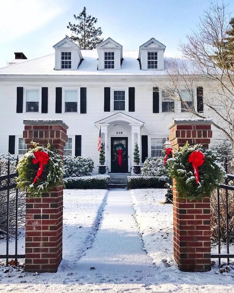 Wreath with red ribbon Christmas House Decor