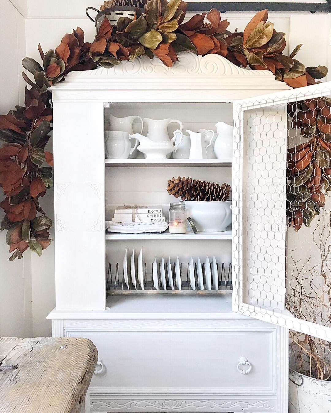 Chicken Wire Dining Room Hutch Door via @toni_marianna