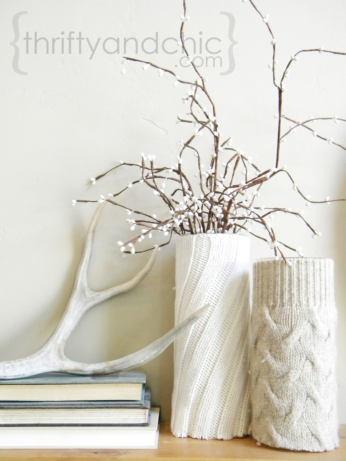 DIY Sweater Vase Decor via thriftyandchic