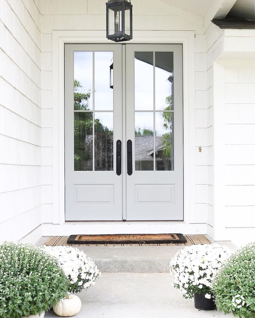 Faded blue entryway front door