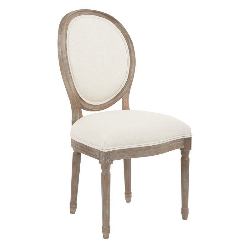 French Country Oval Back Linen Dining Chair