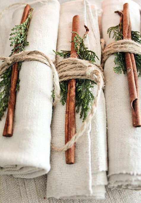 Napkin rolls with cinnamon via vintage-house