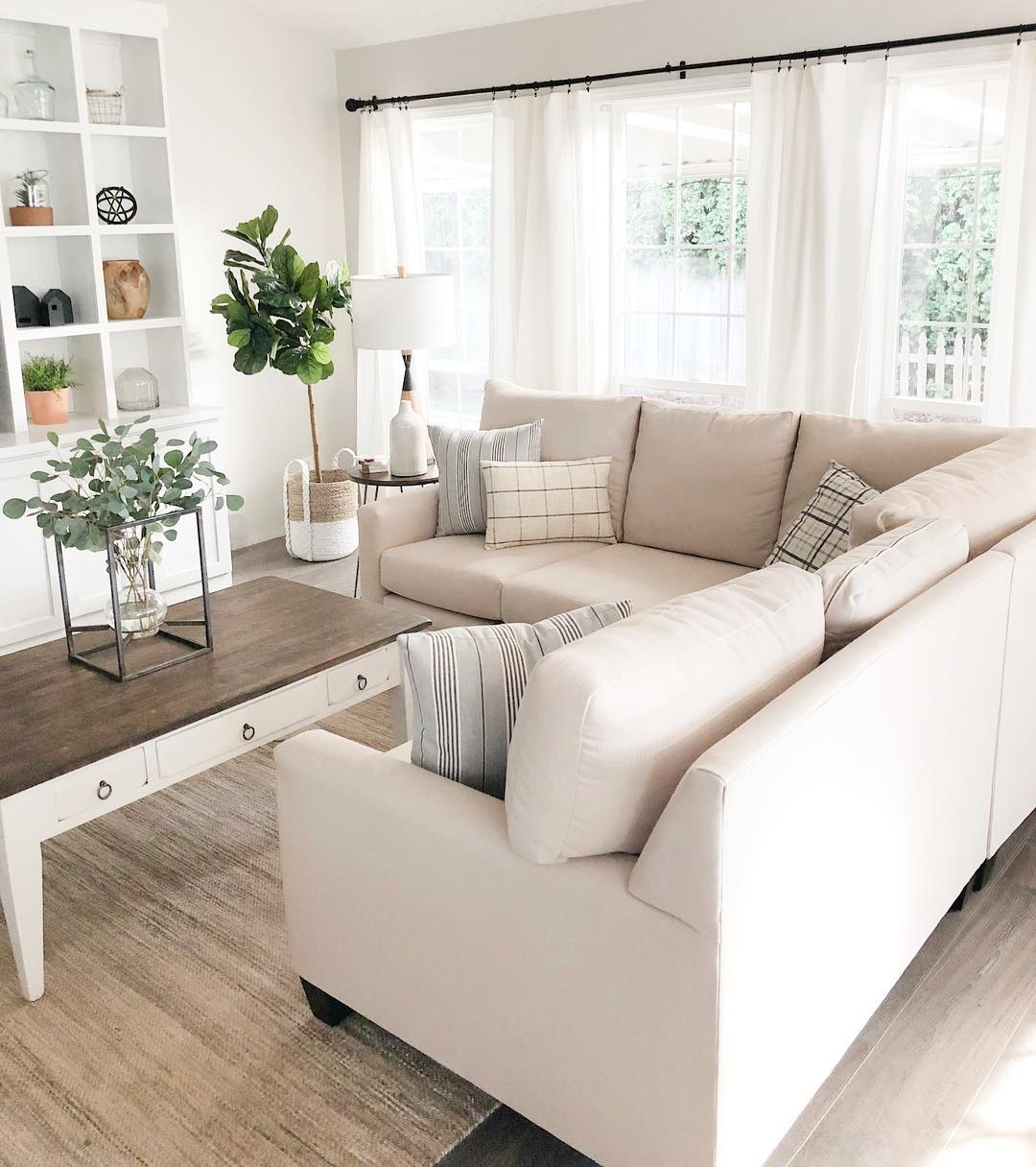 Neutral Living Room sofa in Farmhouse Style home