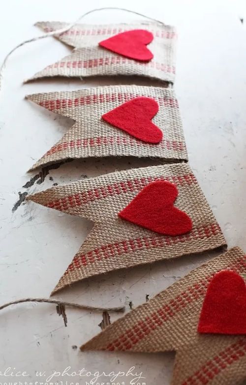 Rustic Red Heart Banner