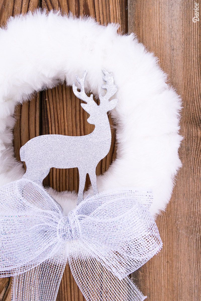 White Fur and Glitter DIY Winter Wreath via darice