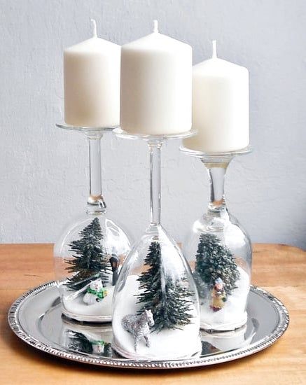 Wine glass DIY Winter Diorama via popsugar