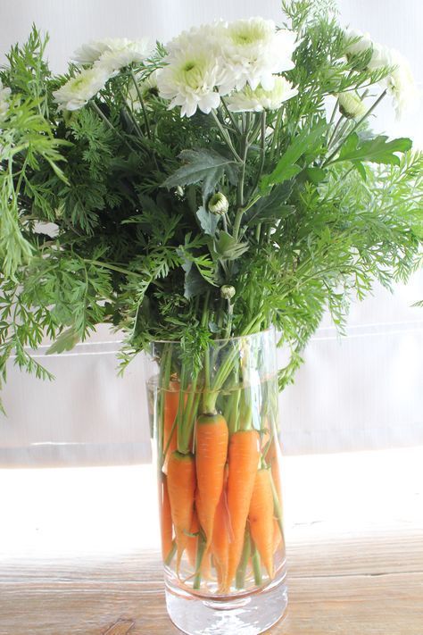 Carrots in a Glass vase DIY Easter Decor Idea