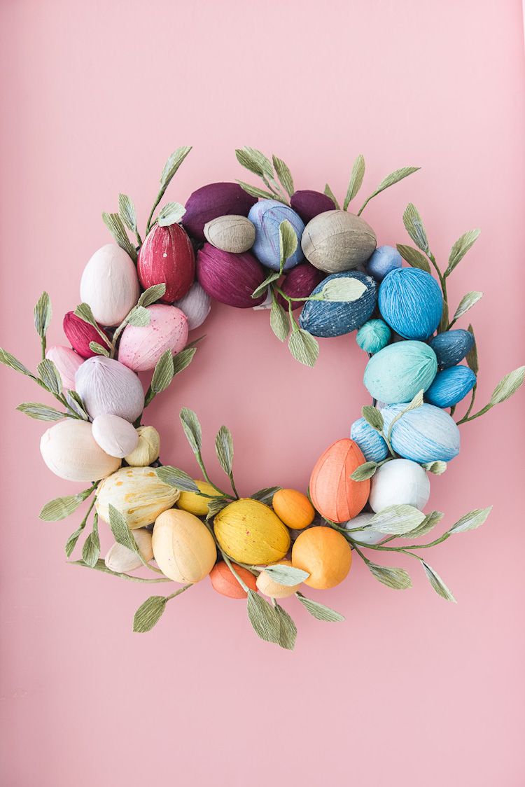 Colorful Easter Egg Wreath DIY via thehousethatlarsbuilt