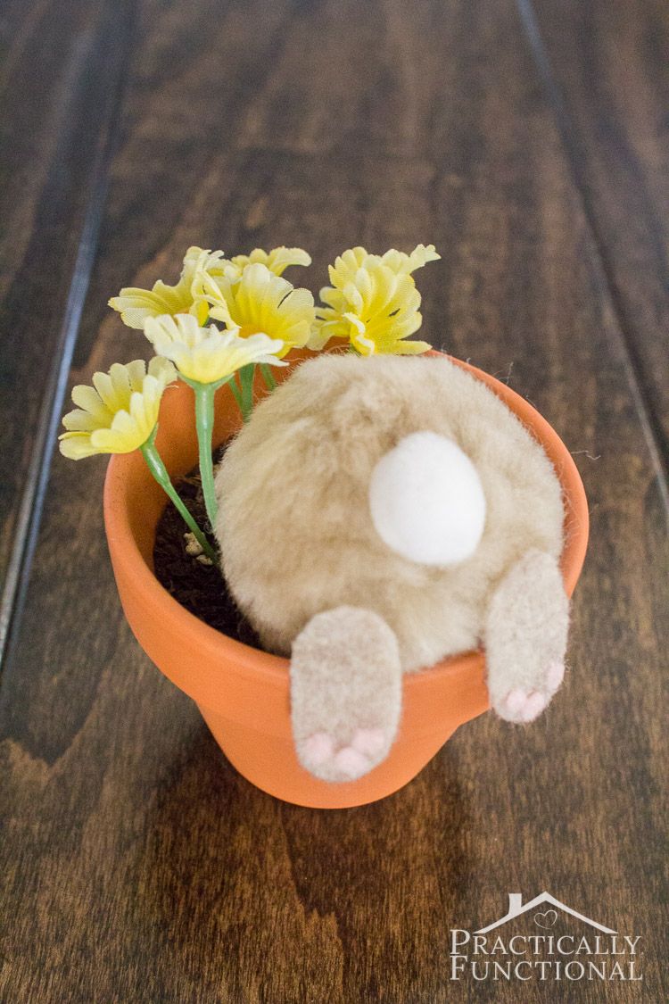 Curious Bunny Flower Pot DIY Decor Easter via practicallyfunctional