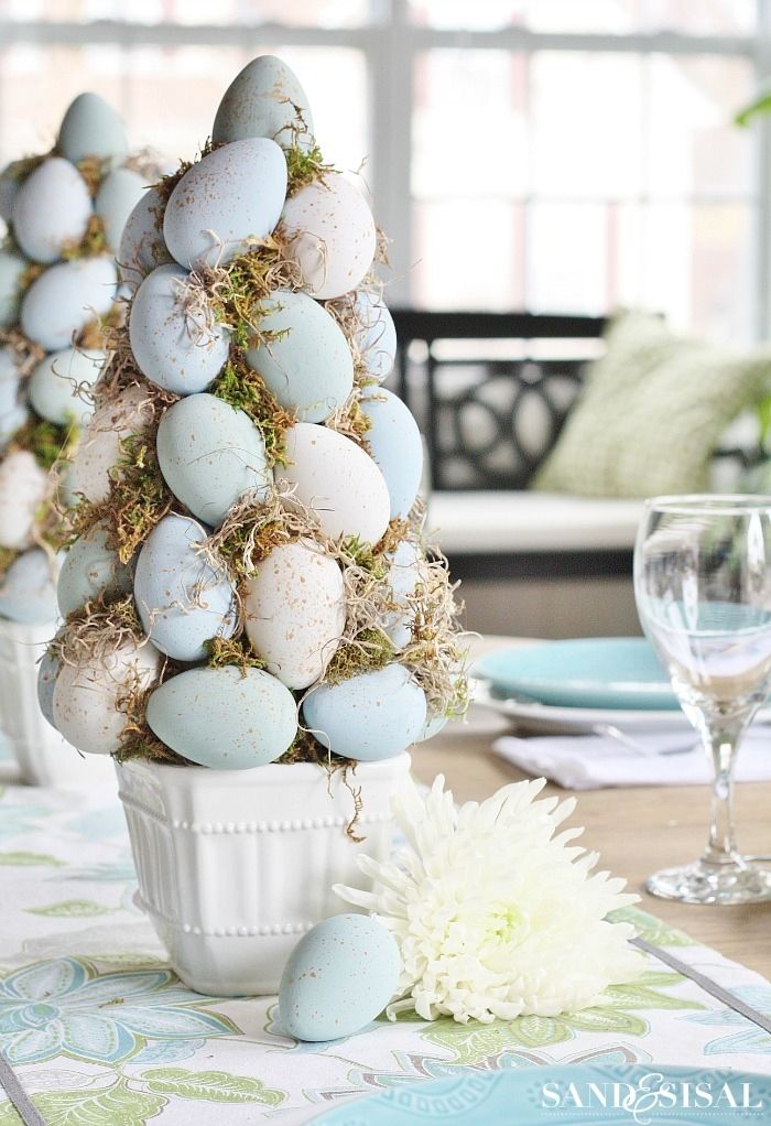 Easter Egg Topiary Tree DIY Decor via sandandsisal