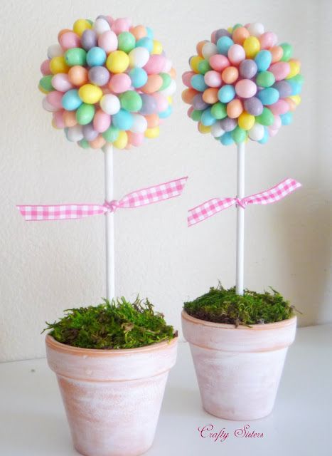 Easter Egg Topiary Tree Pastel DIY Craft via craftysisters-nc