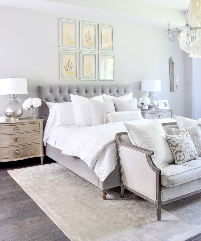 Gray tufted platform bed via decorgolddesigns