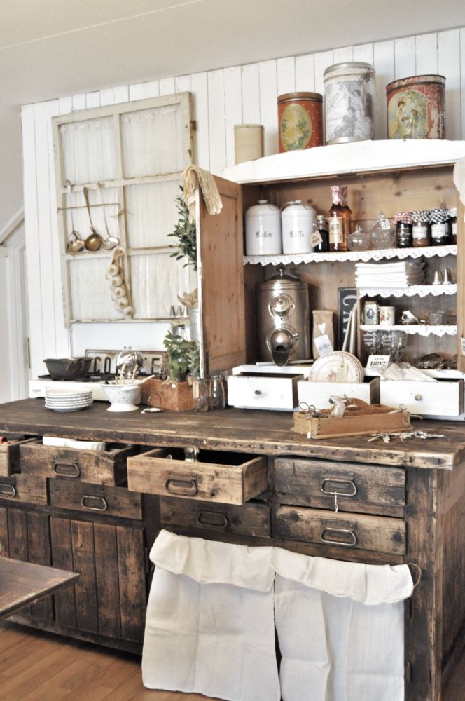 Rustic wood kitchen cabinets