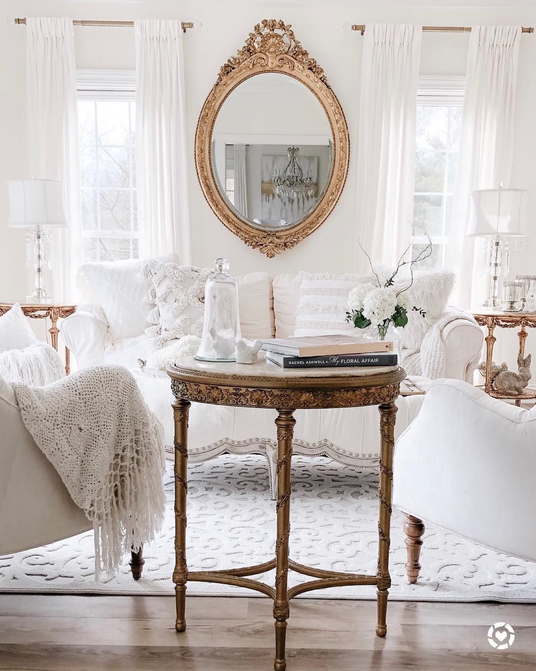 White french country sofa