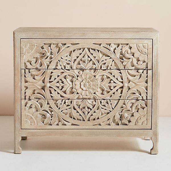 Bohemian carved wood dresser