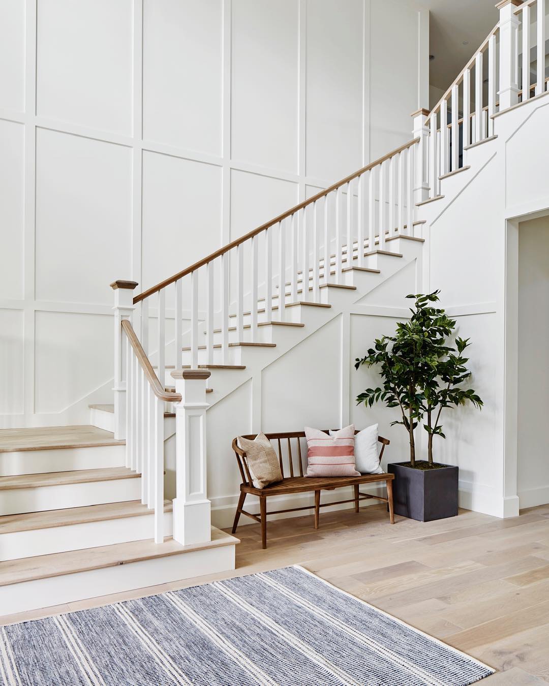 Entryway with Staircase via @aft_construction