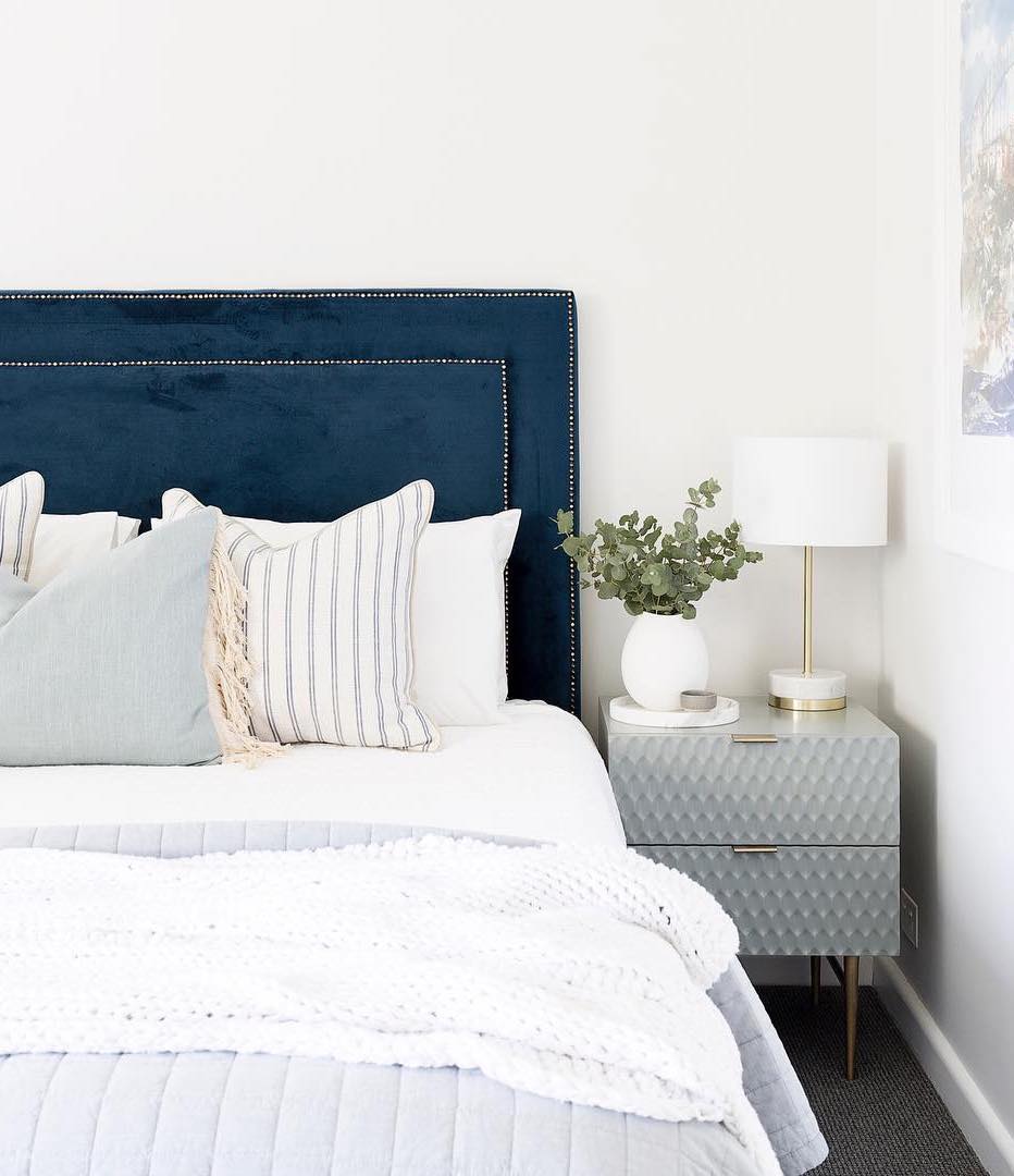 Blue Velvet Headboard via @heliconia.com.au