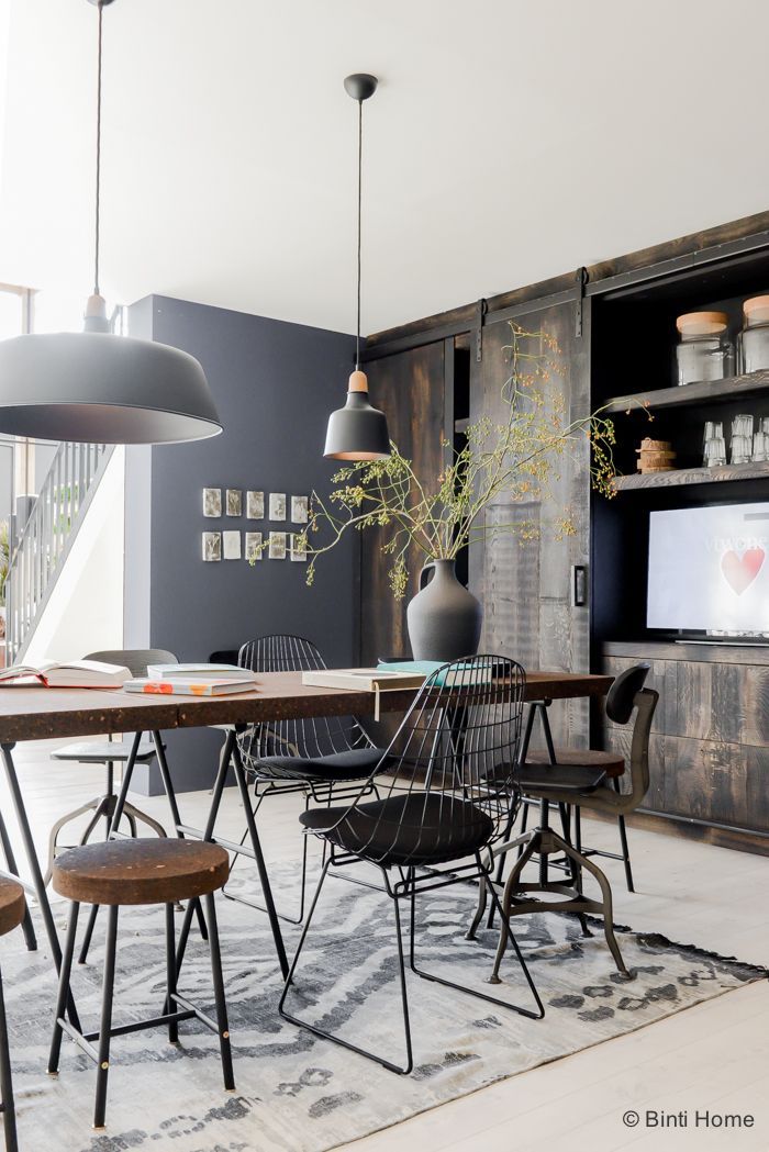 Industrial Dining Chairs and Stools in dining room via Binti Home