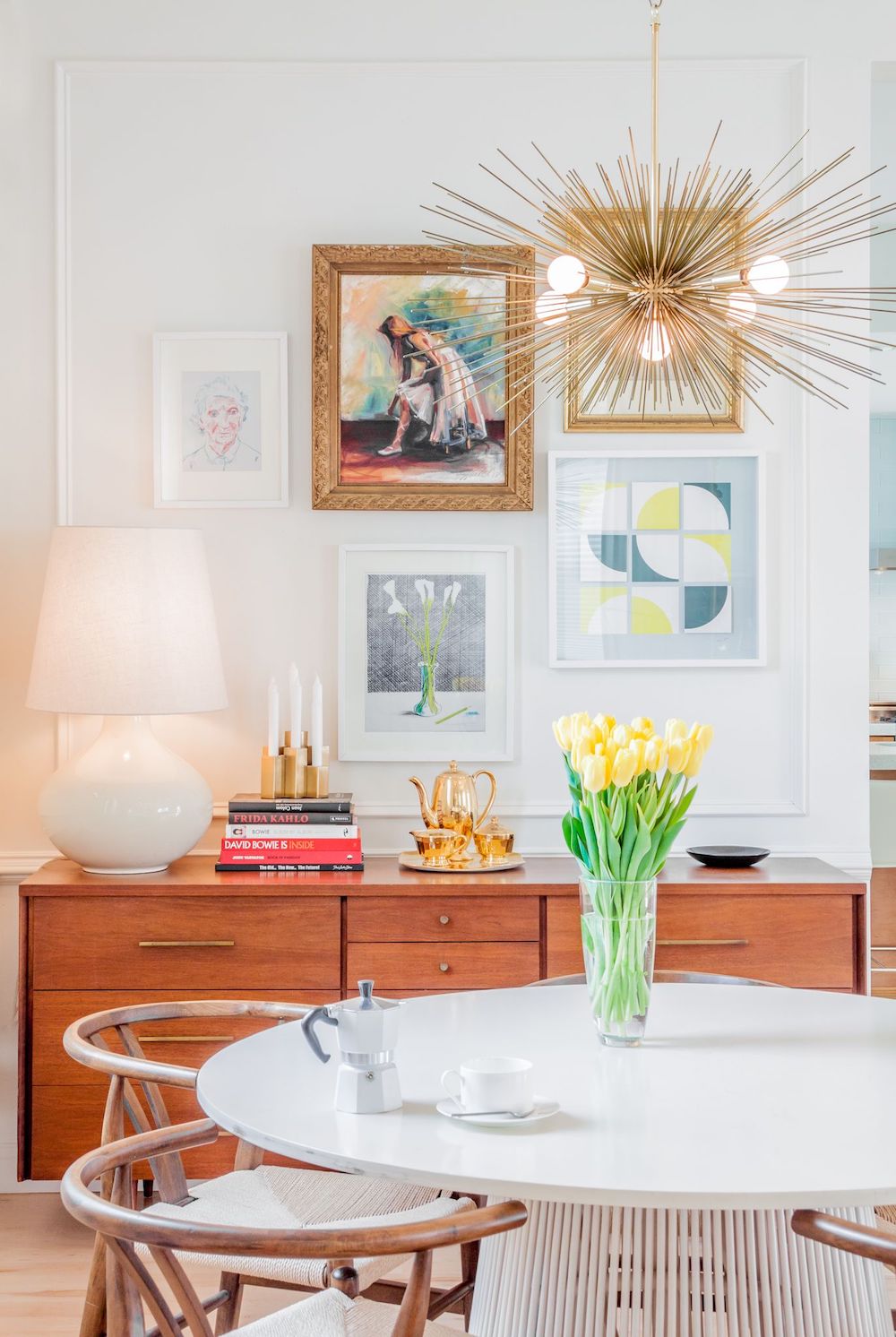 mid century modern chandelier dining room