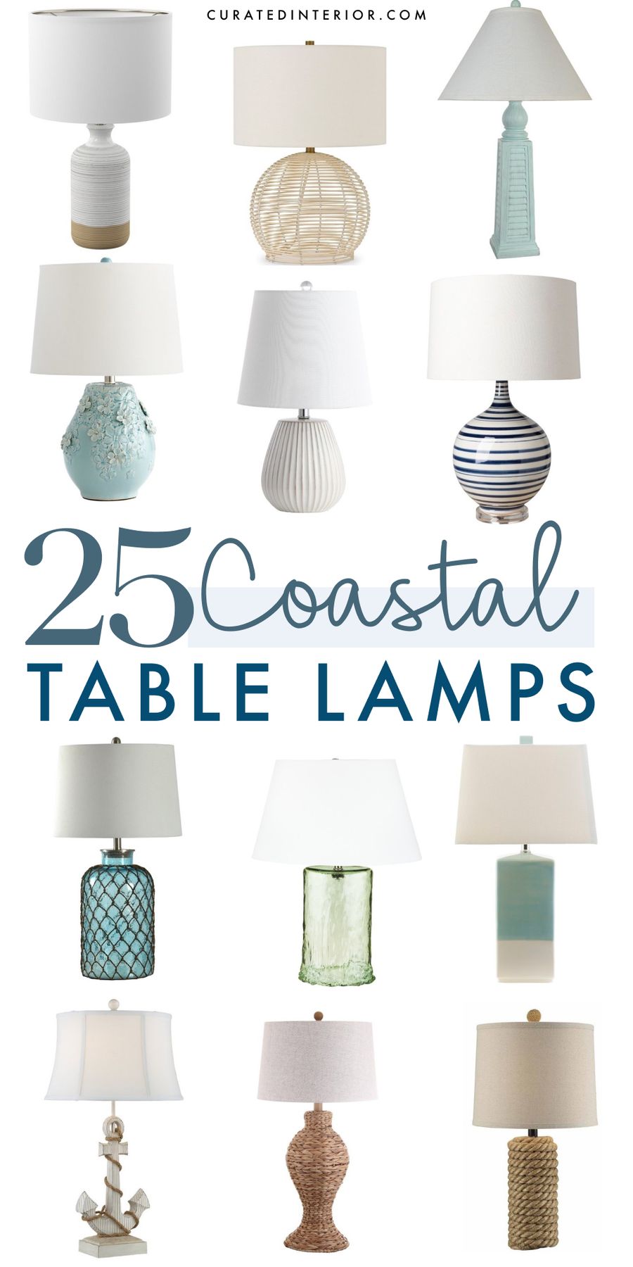 25 Coastal Table Lamps We Adore, Beach Style Bedside Table Lamps