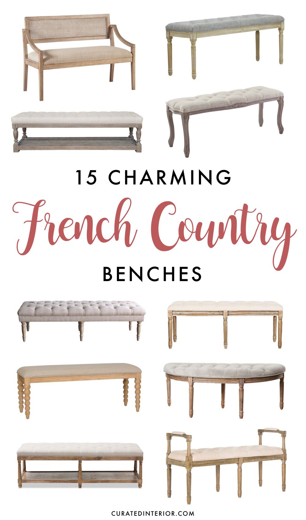 15 Charming French Country Benches for your Bedroom or Entryway