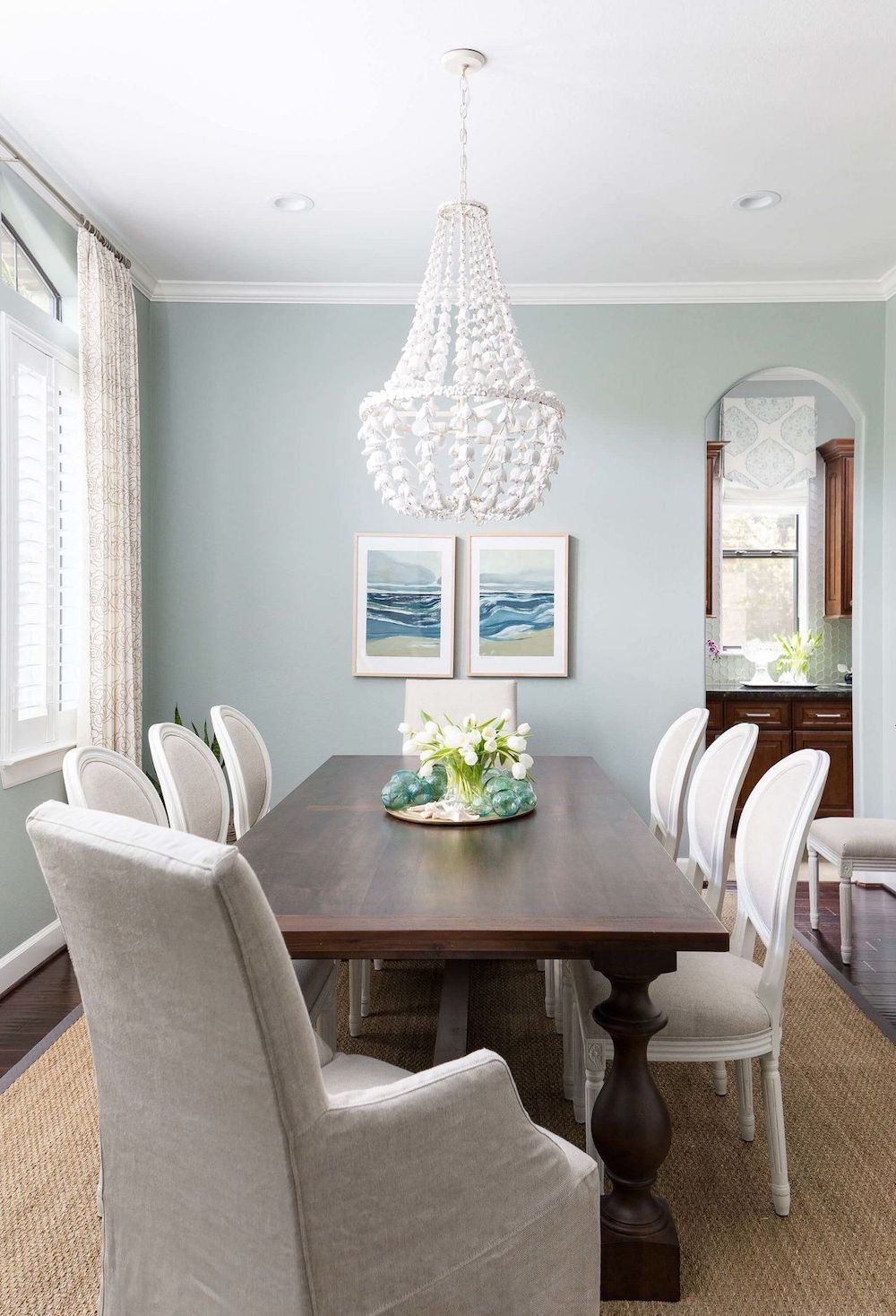 White seashell coastal chandeliers via Carla Aston