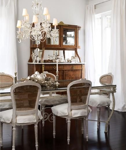 Gray Cane Back Chairs French Country Dining Room via missmustardseed