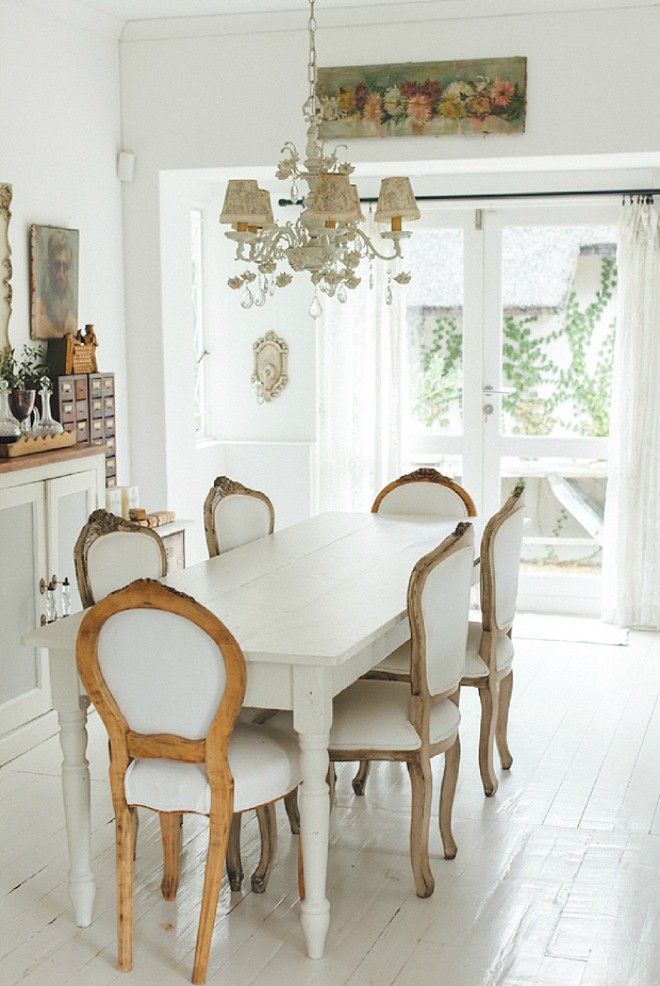 White Table in French Country Dining Room