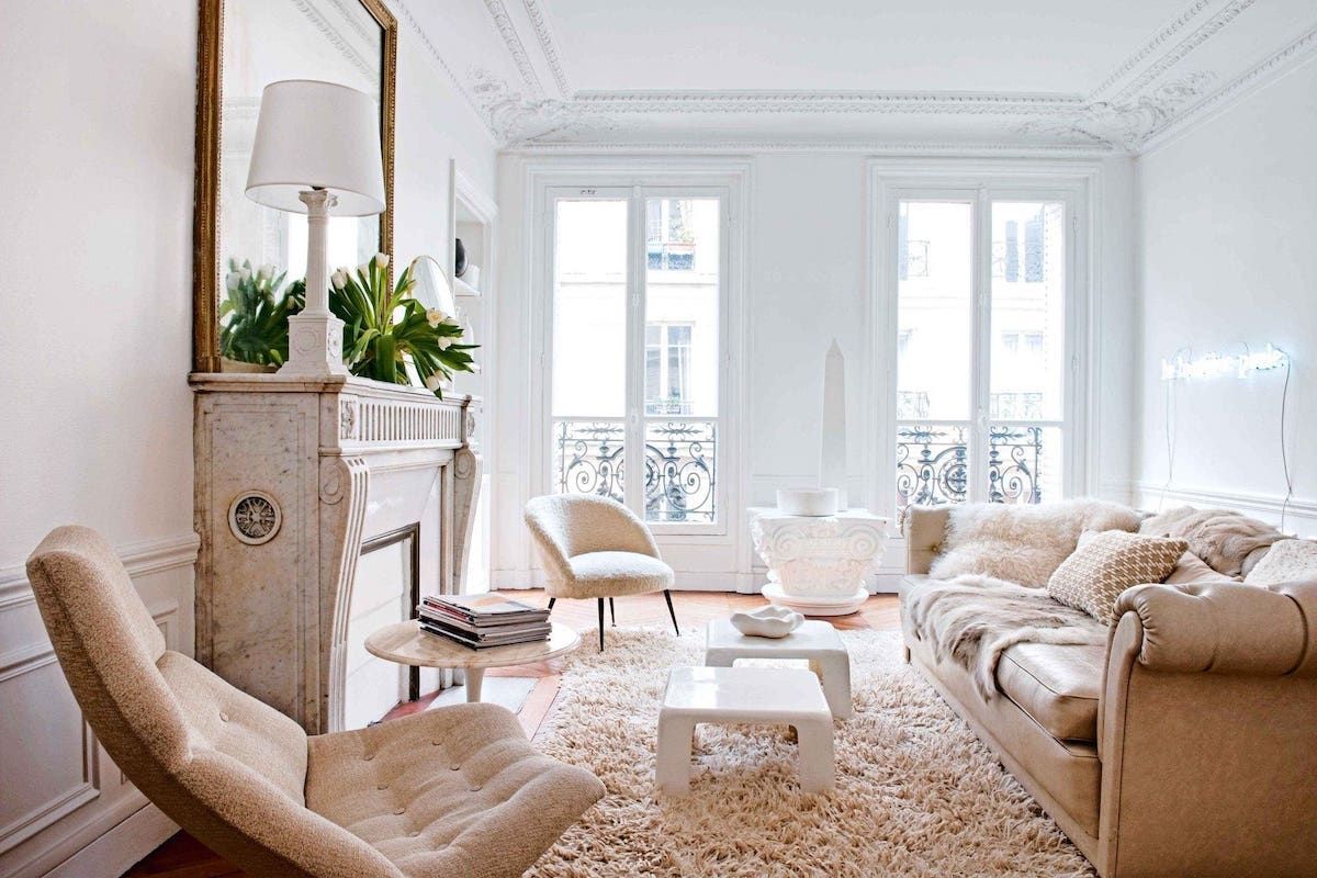 Parisian living room with beige furniture