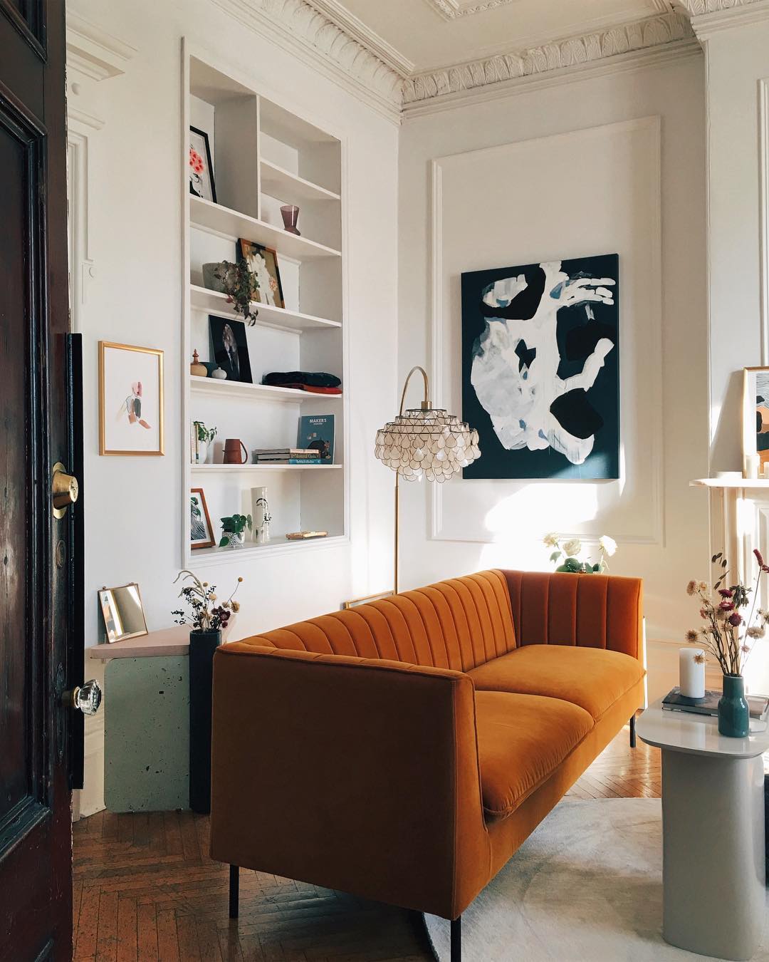 Rust, Burnt Orange Sofa in Velvet via @livingbylo