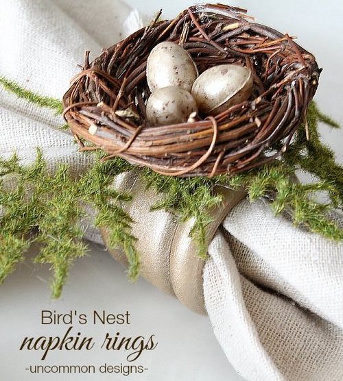 DIY Birds Nest Napkin Rings via uncommondesignsonline