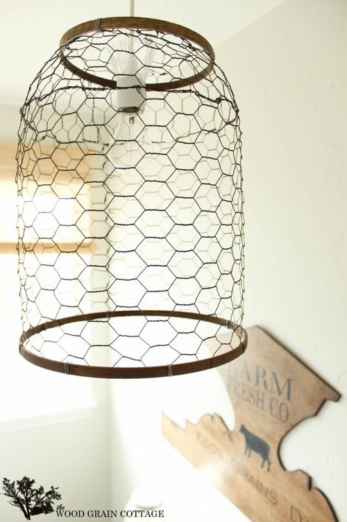 DIY Chickenwire Pendant Light via thewoodgraincottage