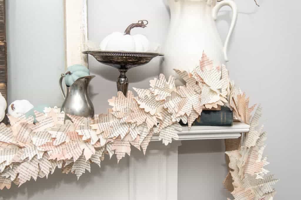 DIY Fall Leaves Garland using Old Books via marialouisedesign