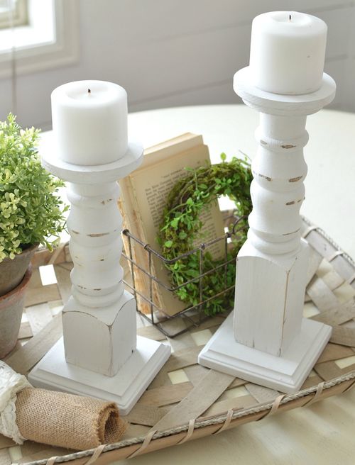 DIY Farmhouse Candlesticks via sarahjoyblog