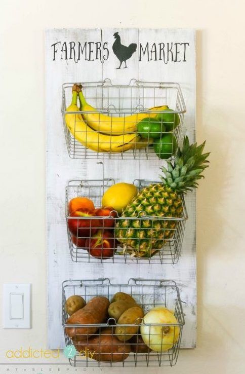 DIY Farmhouse Produce Rack for Kitchen via addicted2diy