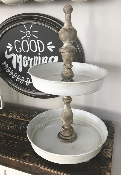 DIY Farmhouse Tiered Stand via luvleecreations