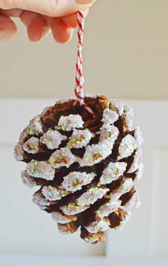 DIY Glitter Pinecone Ornament via stylishcravings