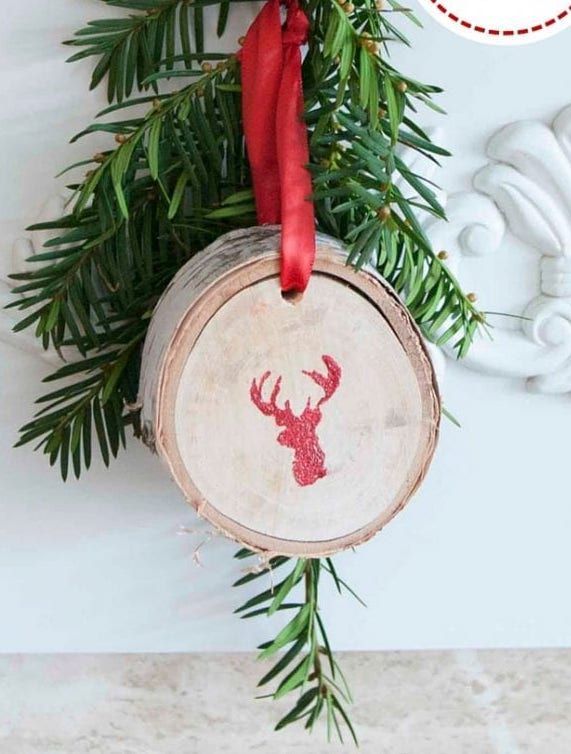 DIY Glittering Birch Slice Ornaments via sustainmycrafthabit