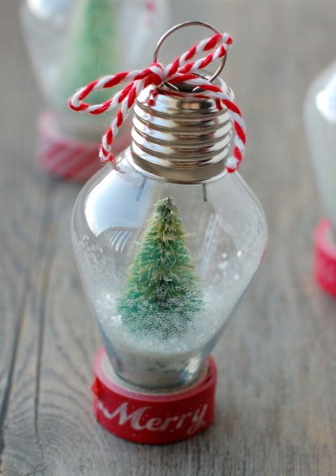 DIY Mini Snowglobe Ornament via nobiggie