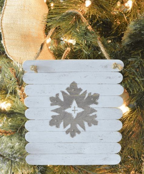 DIY Rustic Planked Snowflake Ornament via TableandHearth