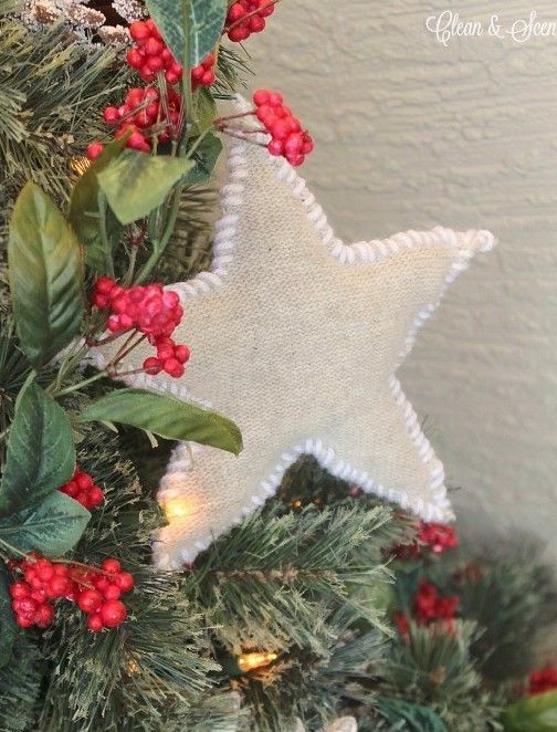 DIY Rustic Sweater Star Ornaments via todayscreativelife