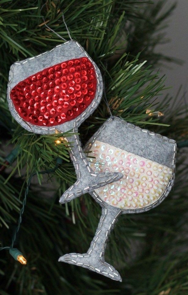 DIY Wine Glass Ornaments via swoodsonsays