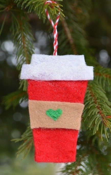 Felt Starbucks Coffee Cup Ornaments via amylattacreations