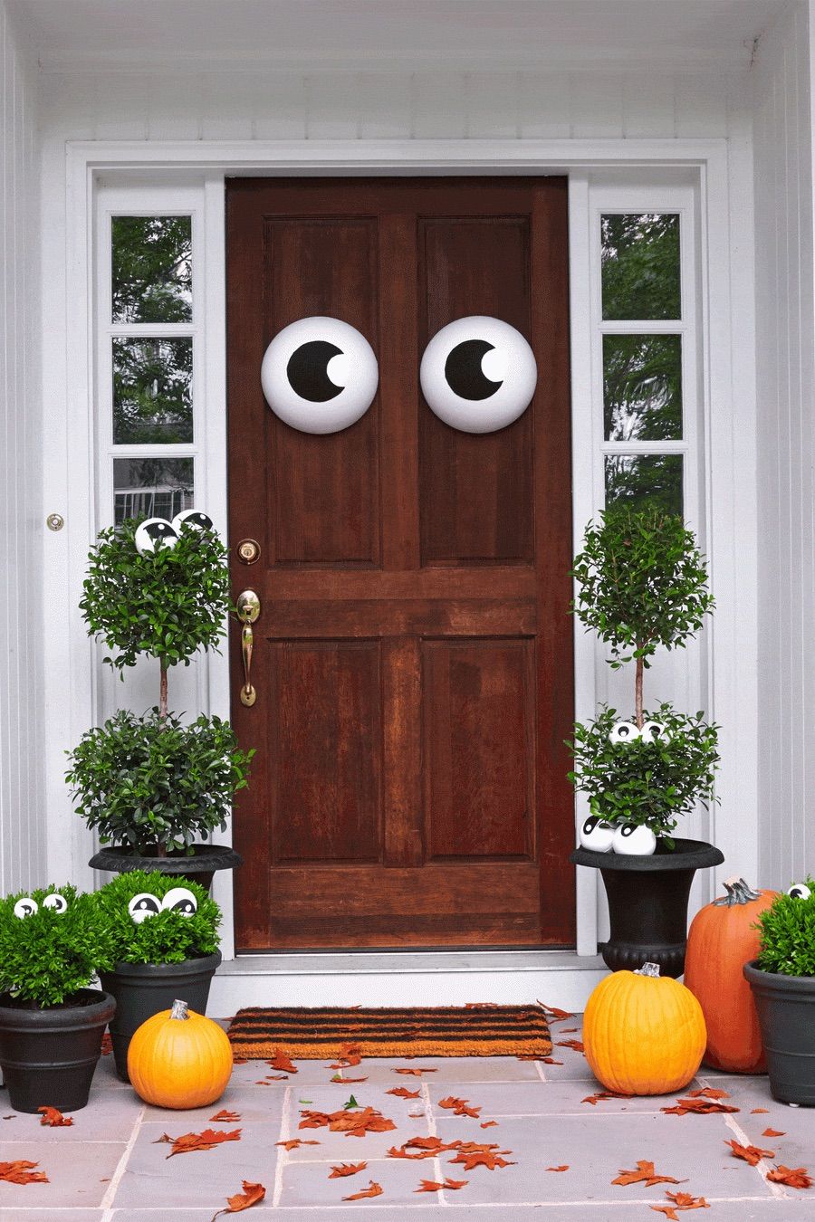 Halloween Front Door with Googly Eyes via House Beautiful