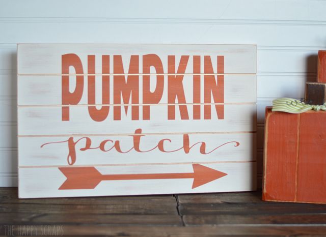 Pumpkin Patch Slat Sign via thehappyscraps