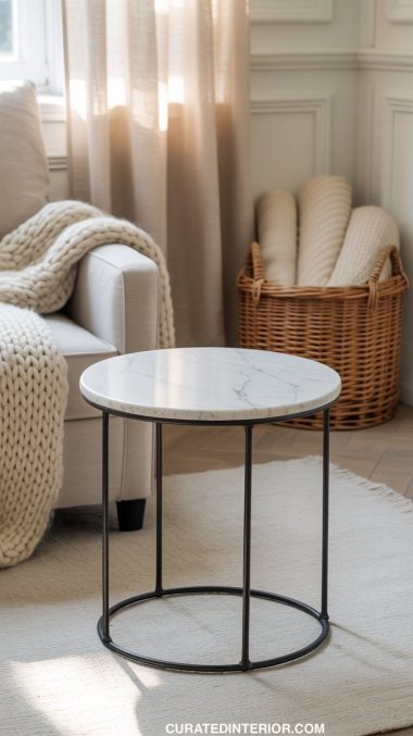 Small Side Tables marble top modern farmhouse living room