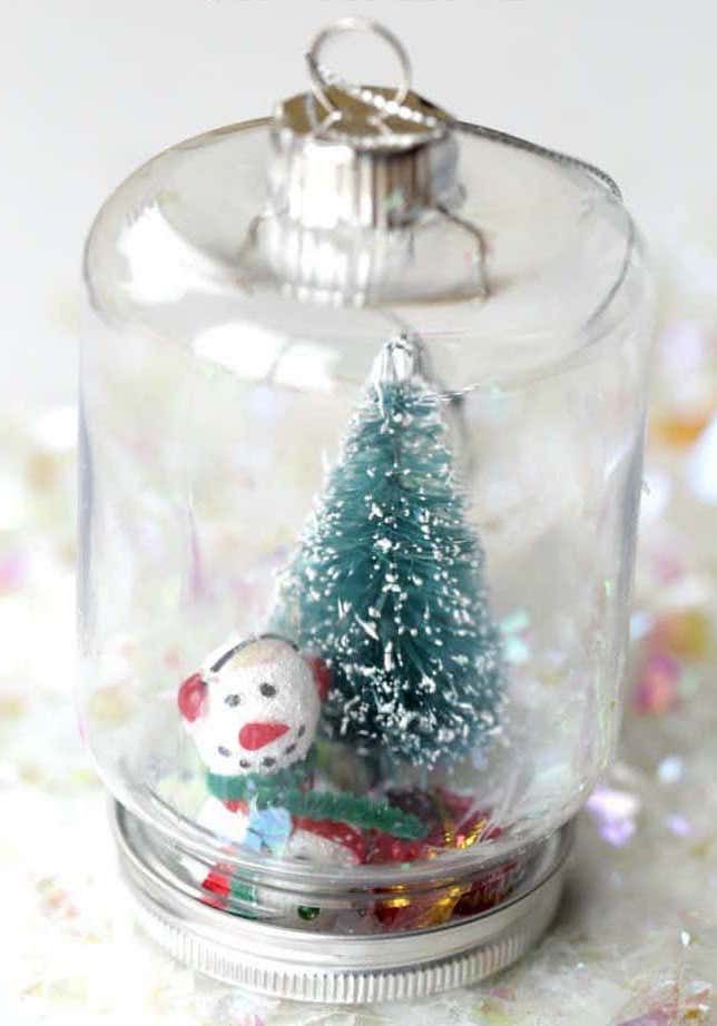 Snowman Snow Globe Ornament via thefarmgirlgabs